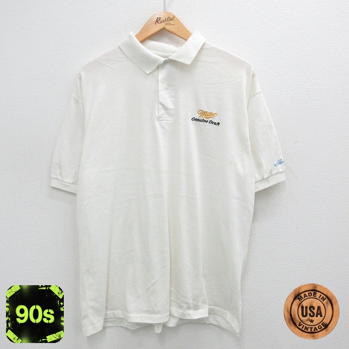 【50%OFF】90s 半袖ポロシャツ ミラービール ホワイト XL | 古着