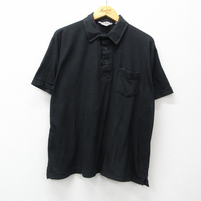 XL★古着 半袖 ポロ シャツ メンズ 90年代 90s 大きいサイズ 黒 ブラック 24aug19 中古 トップス