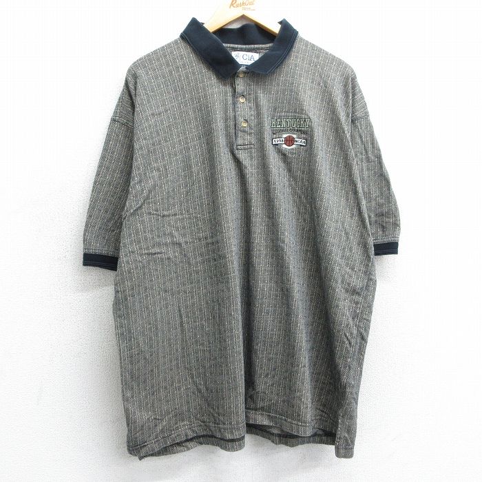XL★古着 半袖 ポロ シャツ メンズ 90年代 90s ケンタッキー バスケットボール 大きいサイズ コットン ベージュ他 カーキ 25mar31 中古 トップス