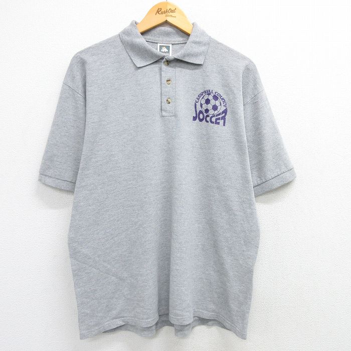 00s 半袖ポロシャツ サッカー グレー XL | 古着