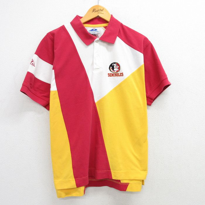 【50%OFF】XL★古着 半袖 ポロ シャツ メンズ 00年代 00s フロリダセミノールズ マルチカラー 鹿の子 コットン 黄他 イエロー 【spe】 25apr04 中古 トップス