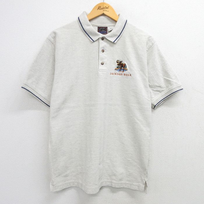 【50%OFF】XL★古着 半袖 ポロ シャツ メンズ 00年代 00s シカ ヘリンボーン コットン グレー 霜降り 25apr04 中古 トップス