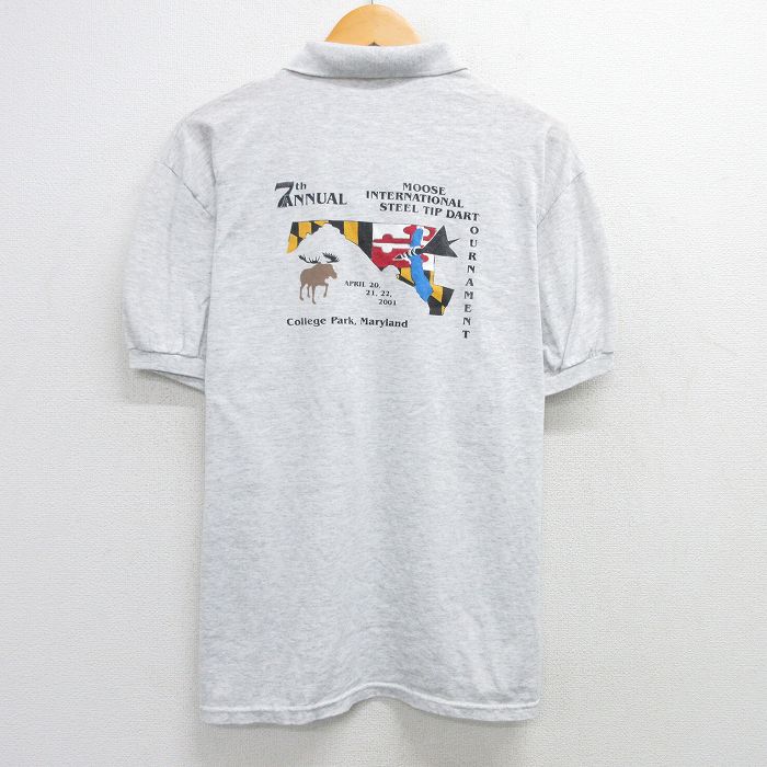 ヘインズ 00s 半袖ポロシャツ シカ グレー XL | 古着