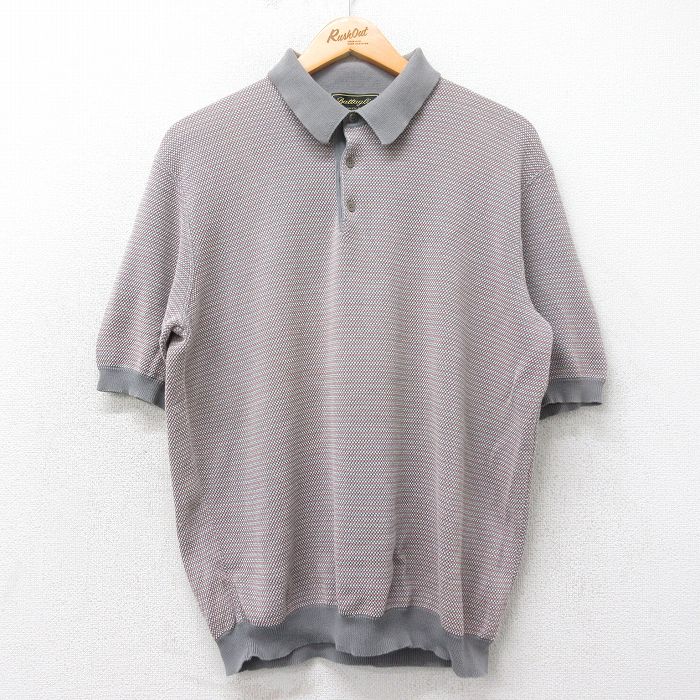 XL★古着 半袖 ポロ シャツ メンズ 90年代 90s コットン イタリア製 グレー他 25apr14 中古 トップス