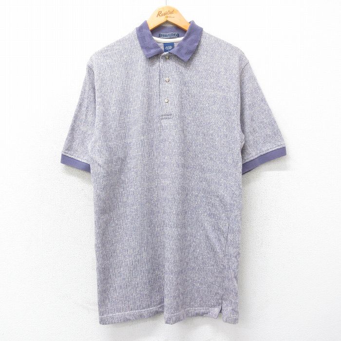 L★古着 ヒルトン 半袖 ポロ シャツ メンズ 90年代 90s ロング丈 USA製 紫系他 パープル 【spe】 25apr14 中古 トップス