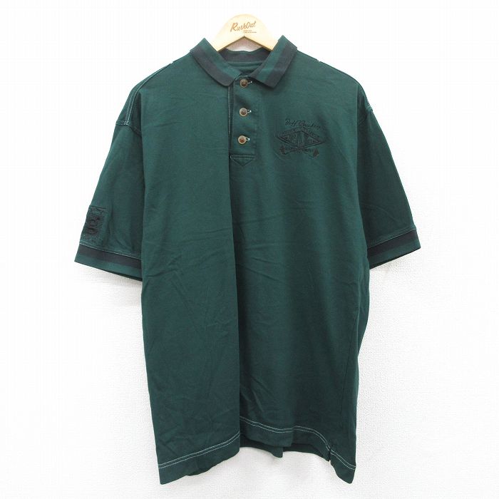 XL★古着 半袖 ポロ シャツ メンズ 00年代 00s ゴルフ 大きいサイズ コットン 緑他 グリーン 25apr26 中古 トップス