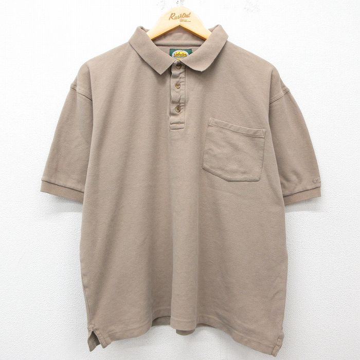 【50%OFF】XL★古着 カベラス 半袖 ポロ シャツ メンズ 00年代 00s 鹿の子 大きいサイズ コットン ベージュ カーキ 25may16 中古 トップス