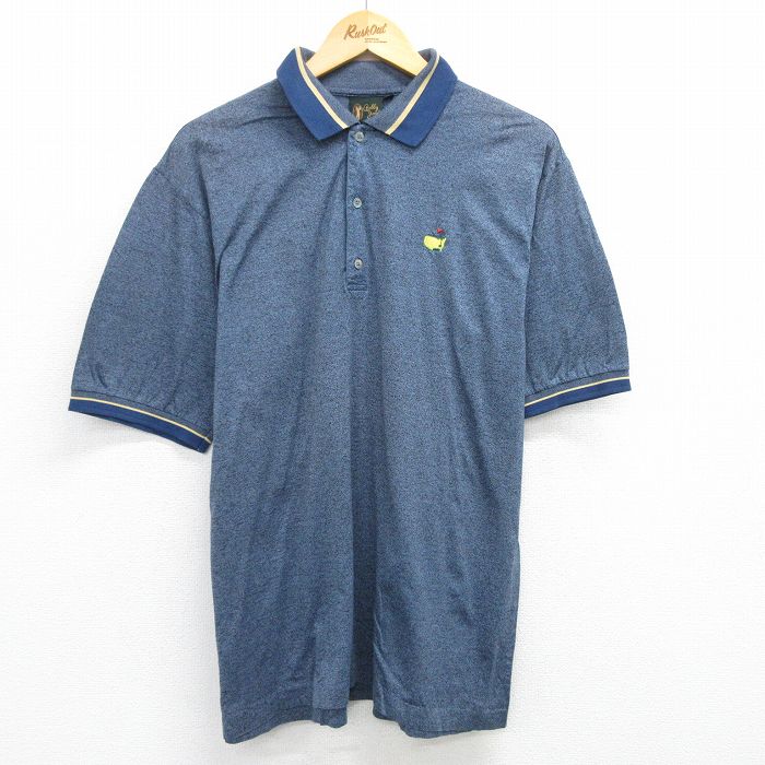 【50%OFF】XL★古着 半袖 ポロ シャツ メンズ 00年代 00s ゴルフ コットン イタリア製 紺 ネイビー 霜降り 25may16 中古 トップス