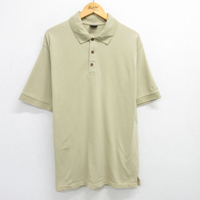 XL★古着 ウールリッチ WOOLRICH 半袖 ポロ シャツ メンズ 鹿の子 大きいサイズ コットン ベージュ系 カーキ 25may16 中古 トップス