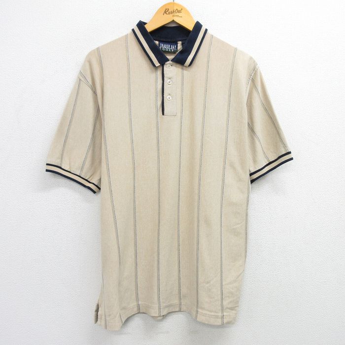【50%OFF】00s 半袖ポロシャツ ゴルフ カーキストライプ XL | 古着