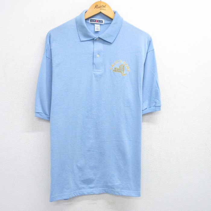 XL★古着 ジャージーズ 半袖 ポロ シャツ メンズ 90年代 90s CALICO SAMS 大きいサイズ 薄紺 ネイビー 25may17 中古 トップス