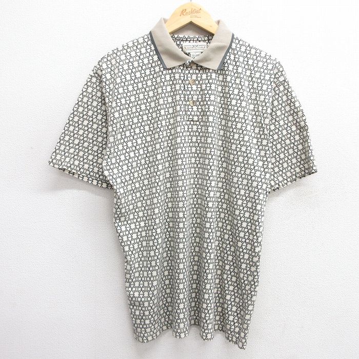 00s 半袖ポロシャツ 総柄 カーキ L | 古着