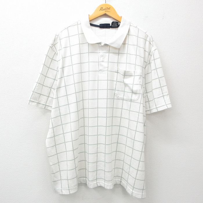 ピューリタン 00s 半袖ポロシャツ ホワイトチェック XL | 古着