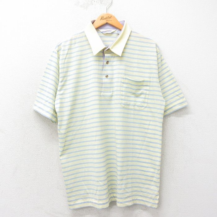80s 半袖ポロシャツ イエローボーダー XL | 古着