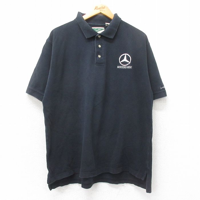 【20%OFF】XL★古着 半袖 ポロ シャツ メンズ メルセデスベンツ 大きいサイズ コットン 黒 ブラック 25may22 中古 トップス