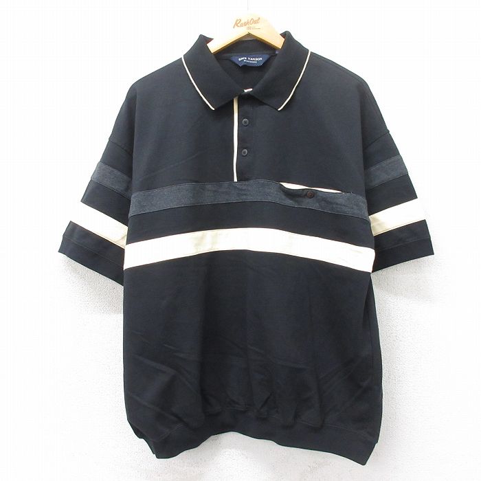 XL★古着 半袖 ポロ シャツ メンズ 大きいサイズ 黒他 ブラック 25may22 中古 トップス
