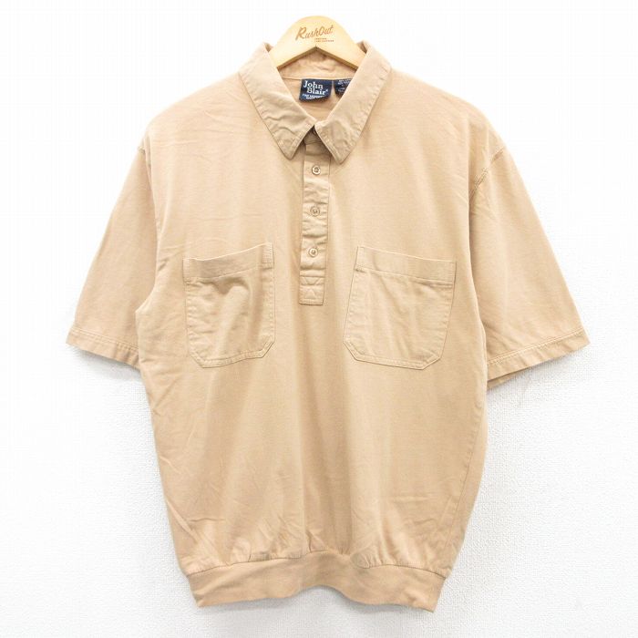 L★古着 半袖 ポロ シャツ メンズ ベージュ カーキ 25may23 中古 トップス