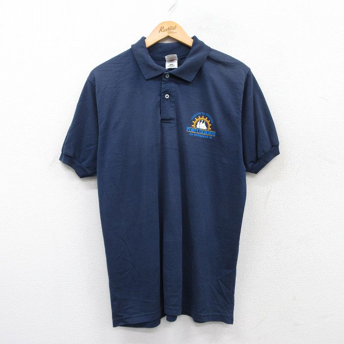 フルーツオブザルーム 90s 半袖ポロシャツ PORT COLBORNE ネイビー L | 古着