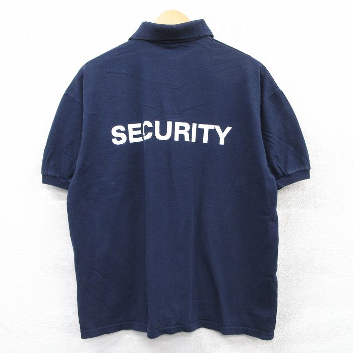 【50%OFF】00s 半袖ポロシャツ PARKS SECURITY ネイビー XL | 古着