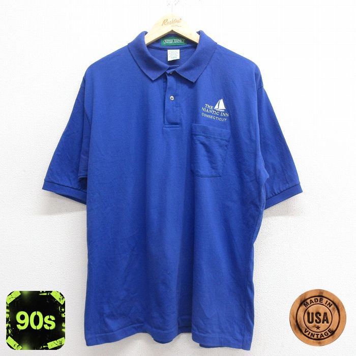 90s 半袖ポロシャツ ヨット ブルー XL | 古着