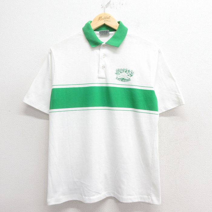 80s 半袖ポロシャツ カニ ホワイト L | 古着