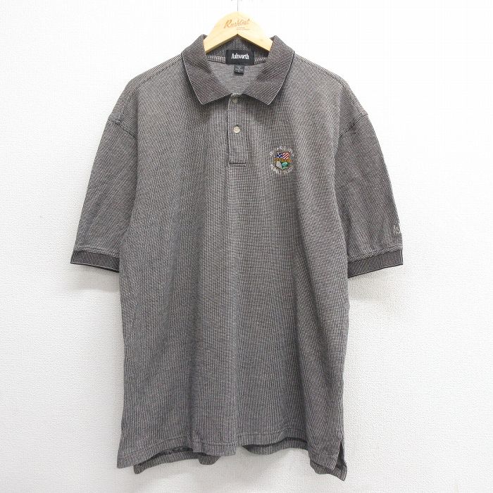 XL★古着 半袖 ポロ シャツ メンズ 00年代 00s USオープン 大きいサイズ コットン グレー 25may26 中古 トップス