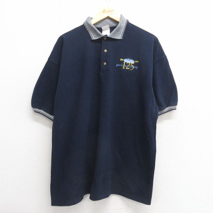 XL★古着 半袖 ポロ シャツ メンズ 00年代 00s 125 大きいサイズ コットン 濃紺 ネイビー 25may26 中古 トップス