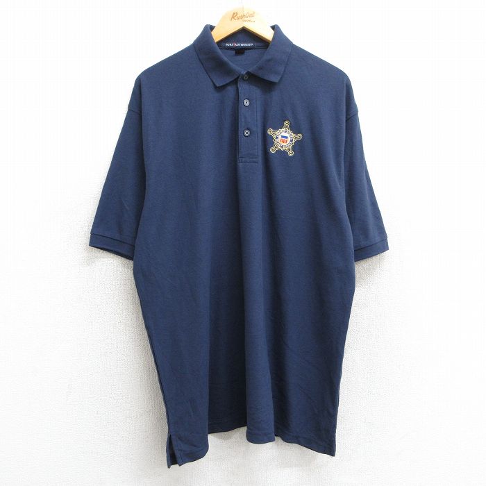 XL★古着 半袖 ポロ シャツ メンズ ユナイテッドステイツ シークレットサービス 大きいサイズ ロング丈 紺 ネイビー 25may28 中古 トップス