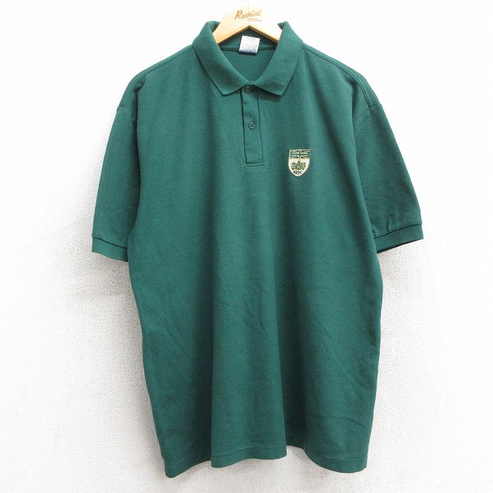XL★古着 ジャージーズ 半袖 ポロ シャツ メンズ 90年代 90s ユニオンジャック 鹿の子 緑 グリーン 25may28 中古 トップス