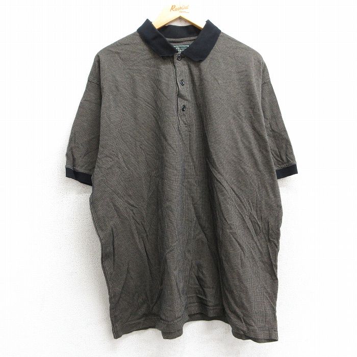 XL★古着 半袖 ポロ シャツ メンズ 00年代 00s 大きいサイズ コットン 黒他 ブラック チェック 25may28 中古 トップス