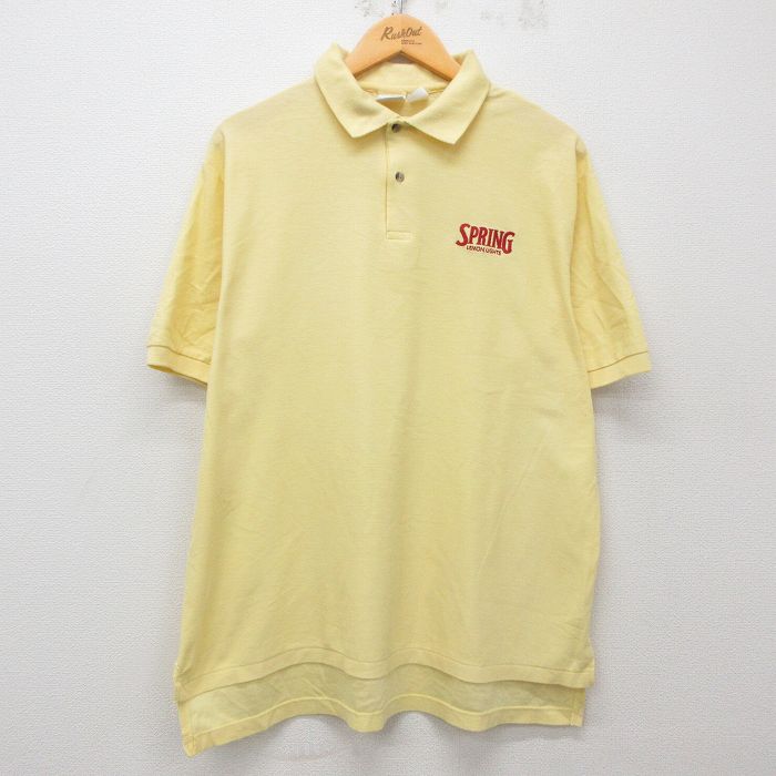XL★古着 半袖 ポロ シャツ メンズ 90年代 90s スプリング 鹿の子 コットン USA製 黄 イエロー 25may29 中古 トップス