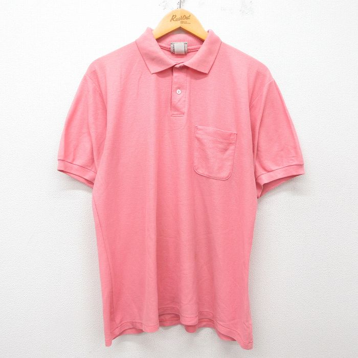 【50%OFF】XL★古着 半袖 ポロ シャツ メンズ 90年代 90s 鹿の子 USA製 ピンク 25may29 中古 トップス