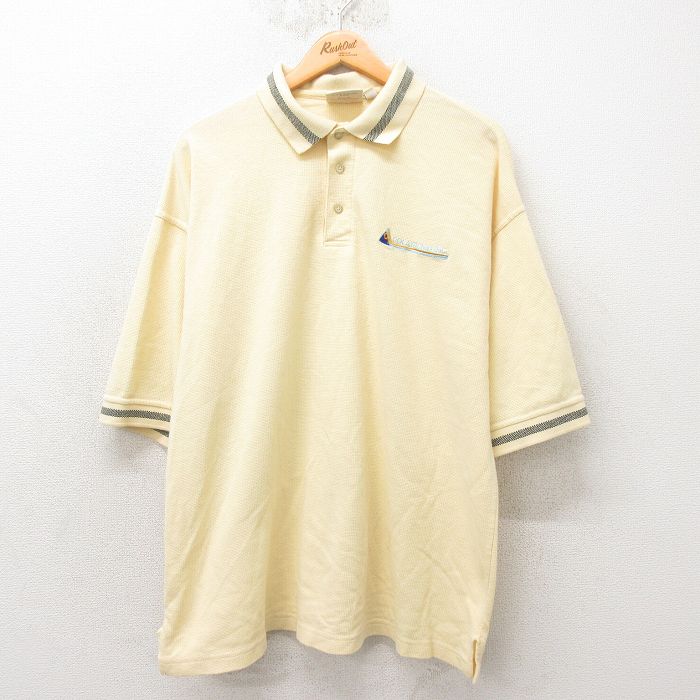 XL★古着 半袖 ポロ シャツ メンズ 90年代 90s CI 大きいサイズ USA製 薄黄 イエロー 25jun02 中古 トップス
