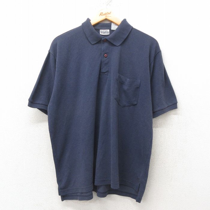 ベーシックエディションズ 90s 半袖ポロシャツ ネイビー XL | 古着