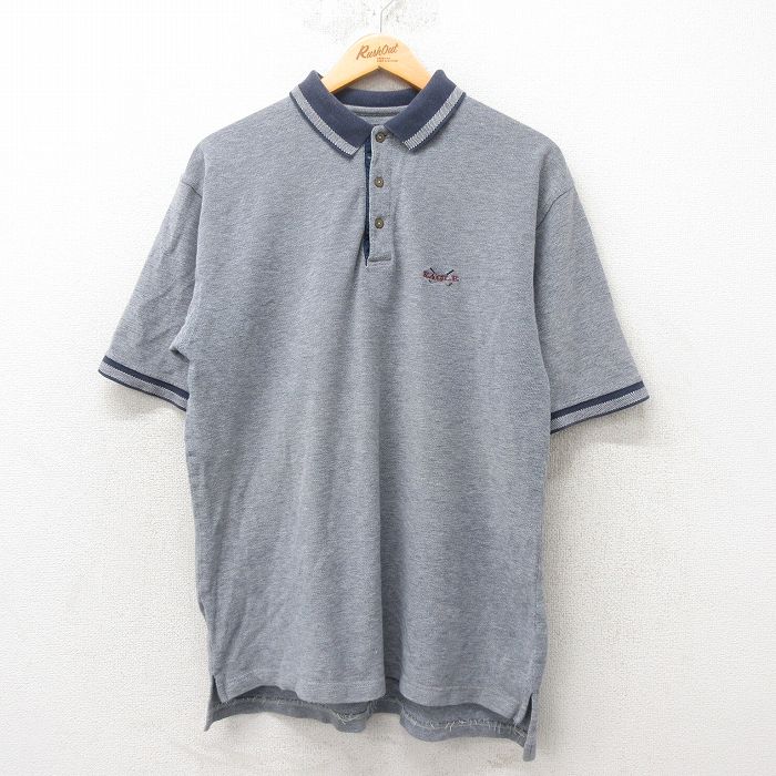 L★古着 半袖 ポロ シャツ メンズ 00年代 00s 鹿の子 コットン グレー 25jun02 中古 トップス