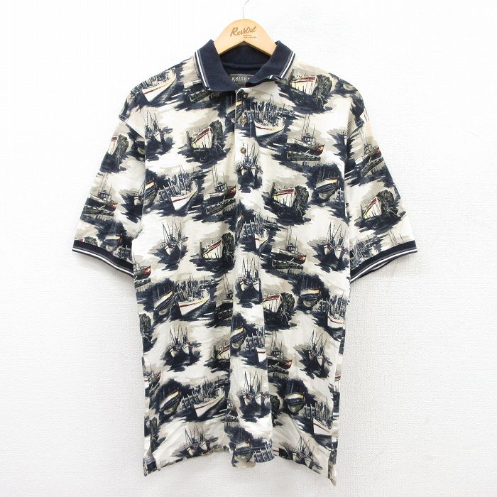 90s 半袖ポロシャツ 船 カーキ XL | 古着