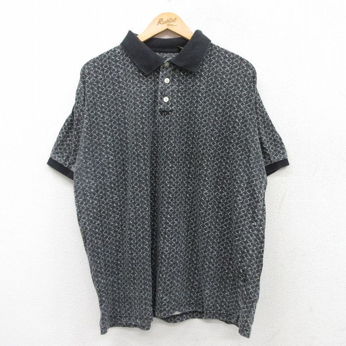 XL★古着 半袖 ポロ シャツ メンズ 大きいサイズ コットン 黒他 ブラック 25jun05 中古 トップス