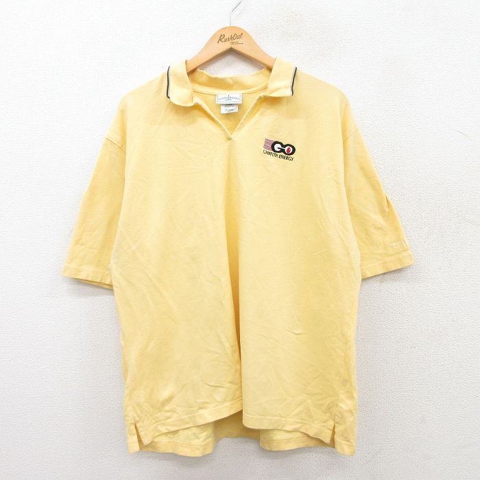 XL★古着 半袖 ポロ シャツ メンズ 00年代 00s CRIFFITH ENERGY 鹿の子 大きいサイズ 黄他 イエロー 25jun05 中古 トップス