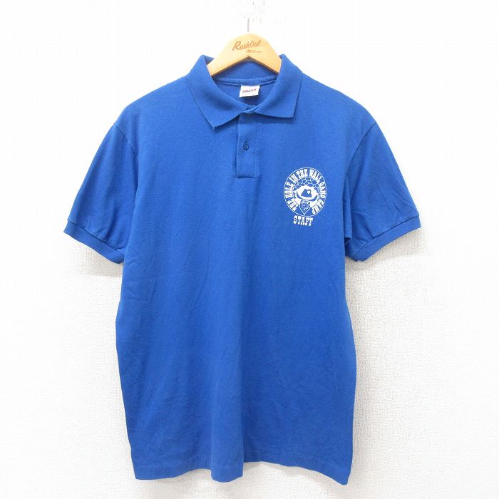 90s 半袖ポロシャツ CAMP ブルー L | 古着