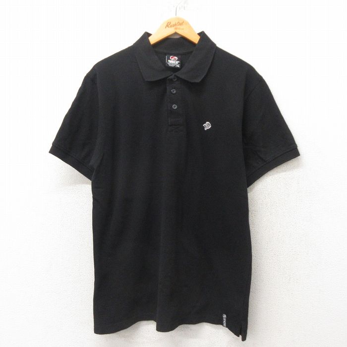 XL★古着 サウスポール 半袖 ポロ シャツ メンズ 鹿の子 コットン 黒 ブラック 25jun05 中古 トップス