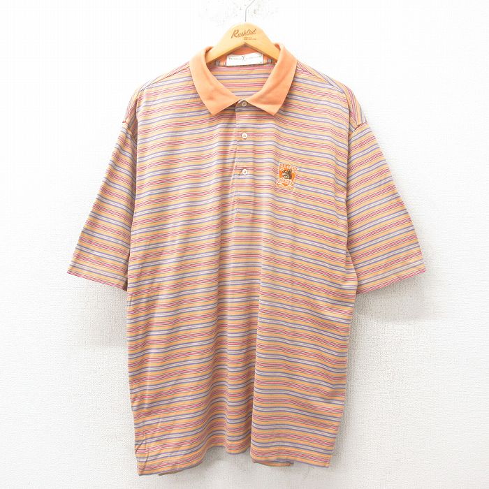【50%OFF】00s 半袖ポロシャツ USオープン オレンジボーダー XL | 古着