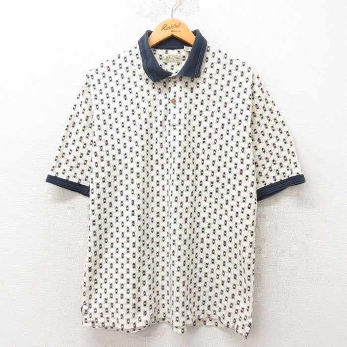 L★古着 セントジョンズベイ 半袖 ポロ シャツ メンズ 00年代 00s 鹿の子 コットン 薄ベージュ カーキ 25jun05 中古 トップス