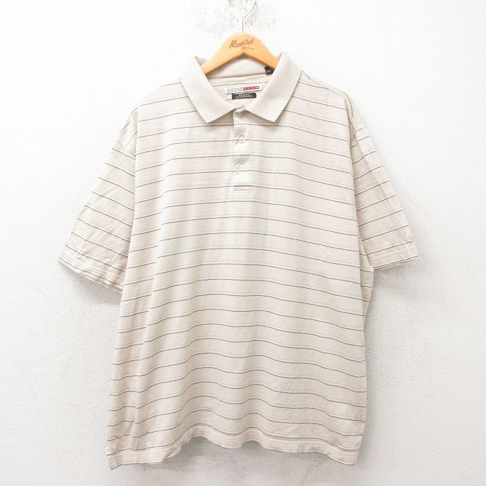 XL★古着 グランドスラム 半袖 ポロ シャツ メンズ 大きいサイズ コットン 薄ベージュ カーキ 25jun06 中古 トップス