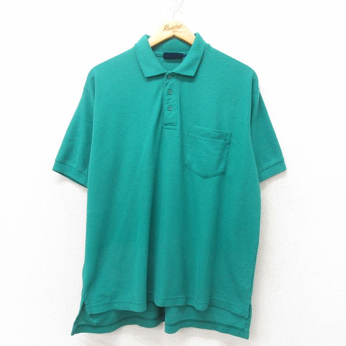 XL★古着 タウンクラフト 半袖 ポロ シャツ メンズ 90年代 90s 大きいサイズ 青緑 25jun06 中古 トップス