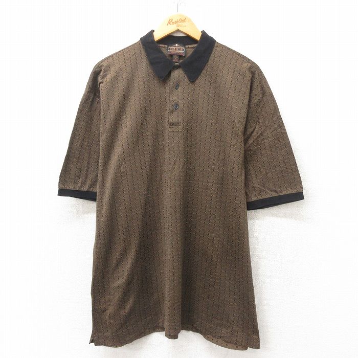 XL★古着 半袖 ポロ シャツ メンズ 00年代 00s コットン イタリア製 こげ茶 ブラウン 25jun06 中古 トップス