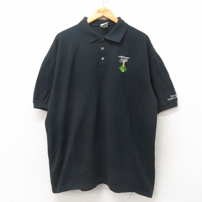 XL★古着 半袖 ポロ シャツ メンズ 00年代 00s Sauza 鹿の子 大きいサイズ コットン 黒 ブラック 25jun06 中古 トップス