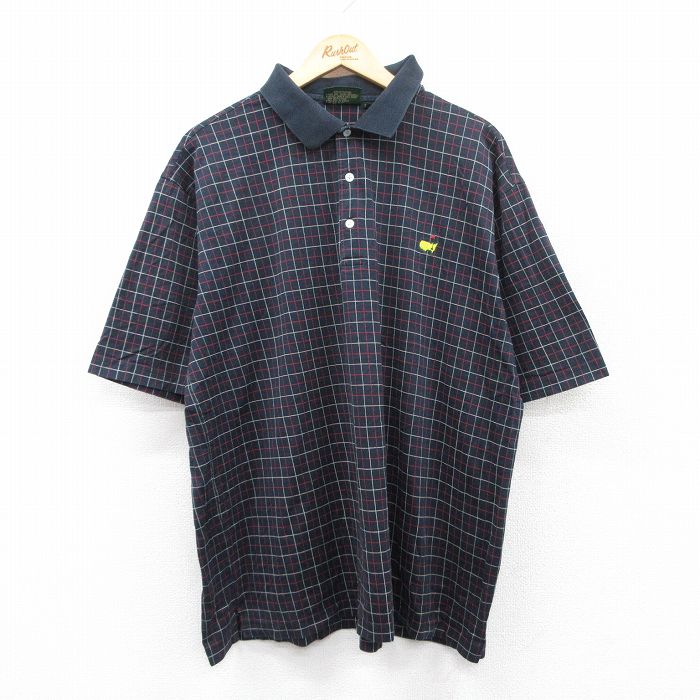 【50%OFF】00s 半袖ポロシャツ ネイビーチェック XL | 古着