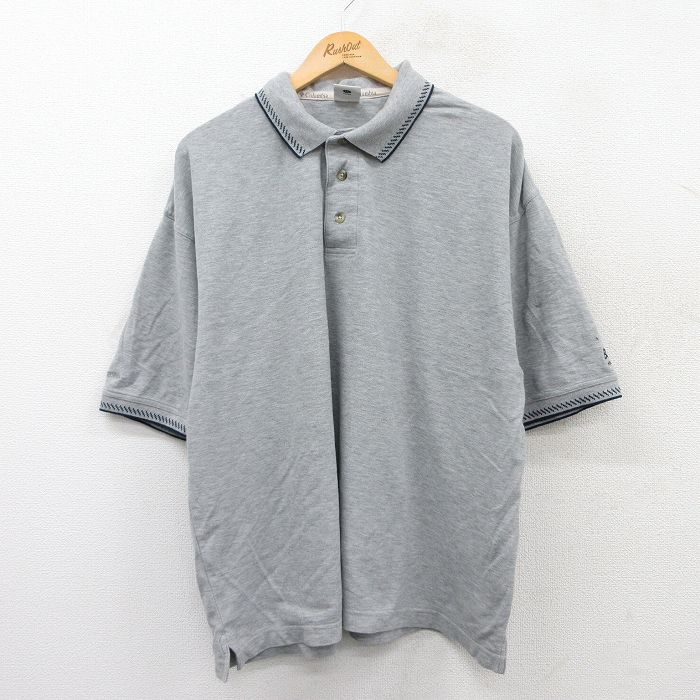 XL★古着 コロンビア COLUMBIA 半袖 ブランド ポロ シャツ メンズ 00年代 00s 大きいサイズ グレー 霜降り他 25jun06 中古 トップス