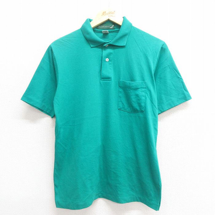 M★古着 半袖 ポロ シャツ メンズ 90年代 90s 無地 USA製 緑 グリーン 25jun17 中古 トップス