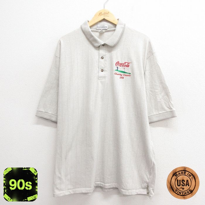 マンシングウェア 90s 半袖ポロシャツ コカコーラ グレー XL | 古着